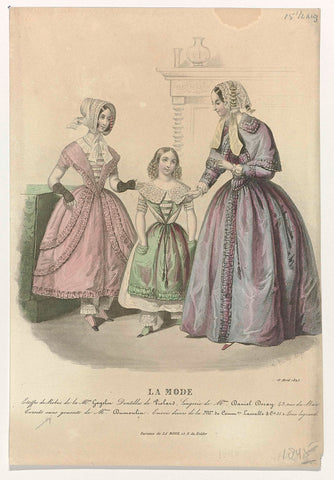 La Mode, 15 April 1845 : Etoffes de Robes (...), Bailly, 1845 Canvas Print