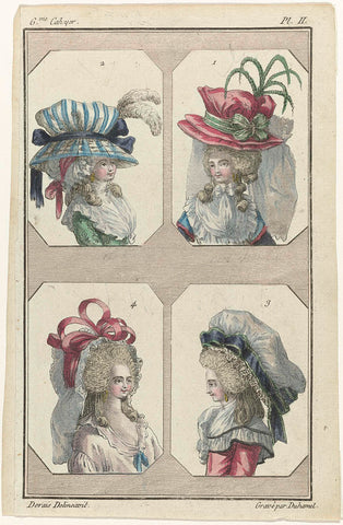 The First Fashion Magazine, A.B. Duhamel, 1786 Canvas Print