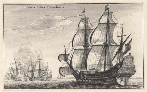 Dutch warship nears a naval battle, Wenceslaus Hollar, 1647 Canvas Print