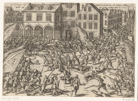 Staatse troop verslagen op de Dam, 1577, Frans Hogenberg, 1577 - 1579 Canvas Print