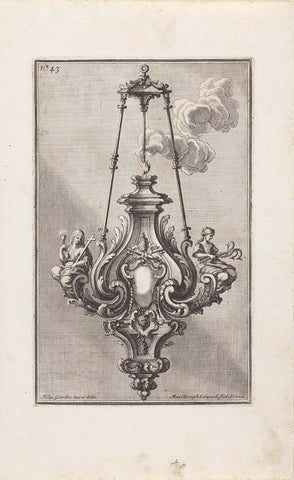 Chandelier with personifications of Hope and Faith and papal coat of arms, Maximilian Joseph Limpach, 1714 Canvas Print