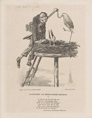 Cartoon on contemporary poetry, 1860, Johan Michaël Schmidt Crans, 1860 Canvas Print