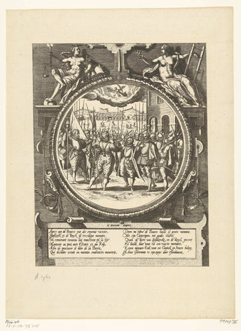 Reproduction of the print on which Bourse, Liedekercke and Roeck confirm their oath, 1577, Sons, & Stewart, G. Waterston, 1877 Canvas Print