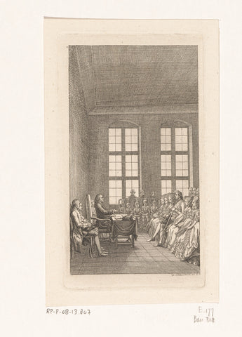 Johann Bernhard Basedow gives a lecture at the Philanthropinum in Dessau, Daniel Nikolaus Chodowiecki, 1776 Canvas Print