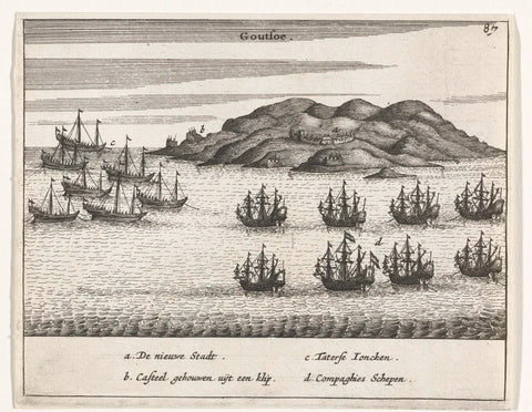 Fleet at Goutsoe (China), 1663, anonymous, 1670 Canvas Print