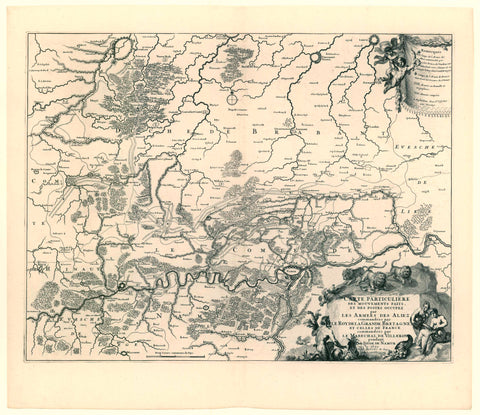 Map with the positions of the Allies and the French at the siege of Namur, 1695, anonymous, 1695 - 1720 Canvas Print