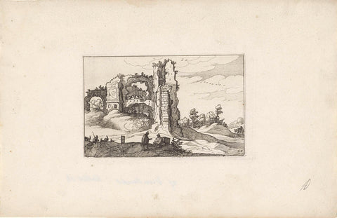 Ruin with arches, Claes Jansz. Visscher (II), 1618 Canvas Print