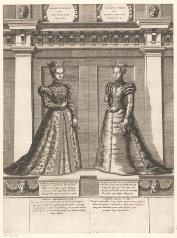 Double portrait of Isabella and Joanna of Habsburg, Gaspare Oselli, 1569 Canvas Print