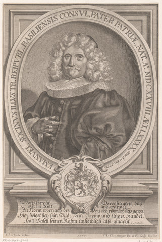 Portrait of Emanuel Socinus, Johann Jakob Thurneysen (I), 1709 Canvas Print