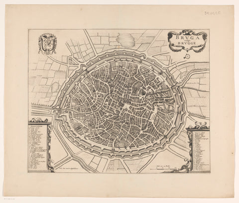 Map of Bruges, anonymous, c. 1700 - c. 1710 Canvas Print