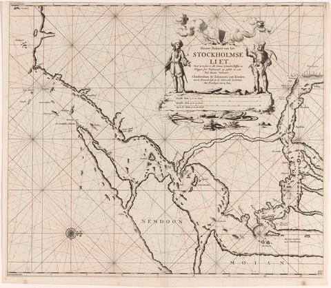 Map of the waters near Stockholm, Jan Luyken, 1681 - 1799 Canvas Print