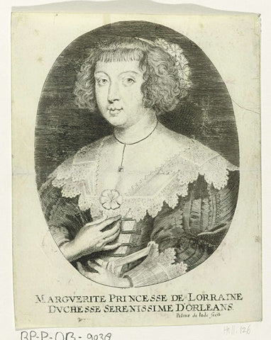 Portrait of Margaret of Lorraine, Countess of Orléans, Pieter de Jode (II), 1628-1670 Canvas Print