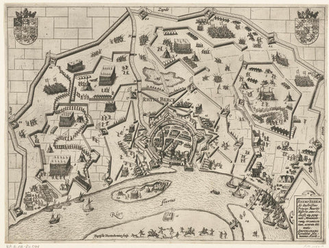 Siege and capture of Rheinberg by Maurice, 1601, Baptista van Doetechum, 1601 Canvas Print