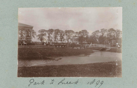 Park with bridge and walkers, Frits Freerks Fountain Fz. (attributed to), 1899 Canvas Print