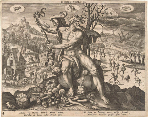 Winter, Adriaen Collaert, 1570 - 1618 Canvas Print