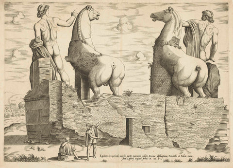 Dioscuren, seen from behind, anonymous, Antonio Lafreri, 1550 Canvas Print