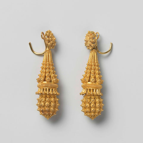 Pair of earrings, Guillaume Louis Ploem, c. 1824 - c. 1838 Canvas Print