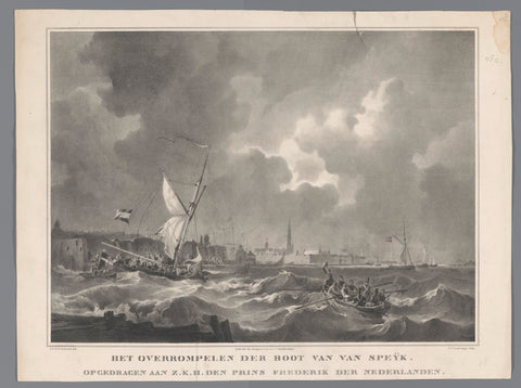 Overrun of the boat of Jan van Speijk, 1831, Gijsbertus Craeyvanger, in or after 1831 Canvas Print