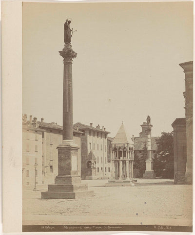 View of the column and tomb in Piazza San Domenico in Bologna, R. Peli, c. 1870 - c. 1890 Canvas Print