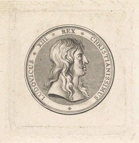 Medal with bust of Louis XIII, Gerard Edelinck, 1702 Canvas Print