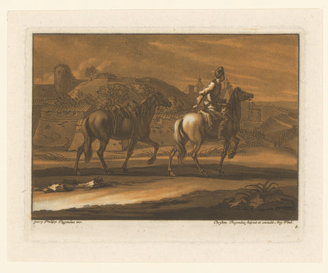 Ruiter geleidt een paard, Christian Rugendas, 1718 - 1781 Canvas Print