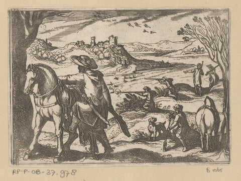 Hunters shooting birds, Antonio Tempesta, 1598 Canvas Print