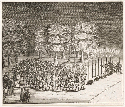 Parade with torches and music, 1714, anonymous, 1714 Canvas Print