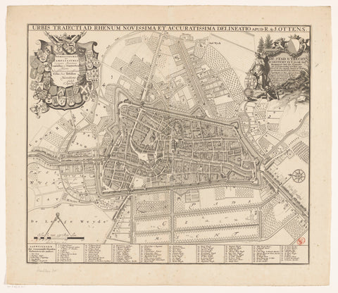 Map of the city of Utrecht, Jan van Vianen, 1726 - 1750 Canvas Print