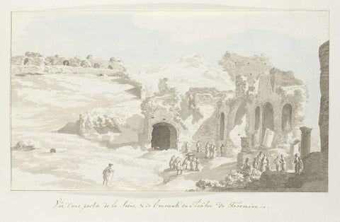 View of part of the stage and the wall behind it of taormine theatre, Louis Ducros, 1778 Canvas Print