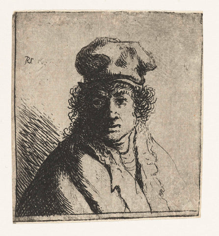 Young man in cap: bust, Rembrandt van Rijn, 1631 Canvas Print