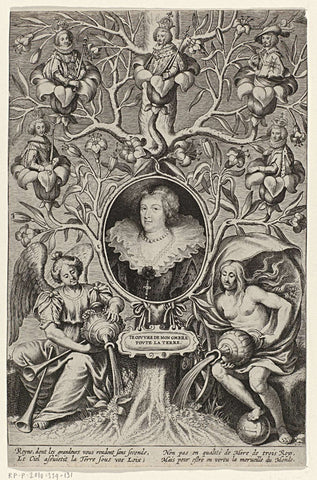 Portrait Maria de' Medici with family tree, Lucas Vorsterman (I), 1619 - 1632 Canvas Print