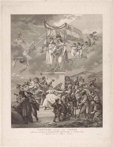 Joy over peace concluded between the Batavian Republic and England, at Amiens on the 27th of March Ao. 1802, Jacob Ernst Marcus, 1802 Canvas Print