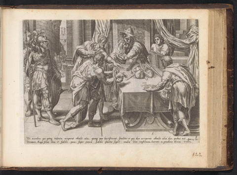 Heer asks his servants for accountability, Harmen Jansz Muller, 1646 Canvas Print