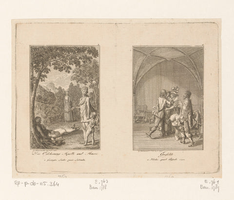 Two performances from the stories of Wilhelm Gottlieb Becker, Daniel Nikolaus Chodowiecki, 1795 Canvas Print