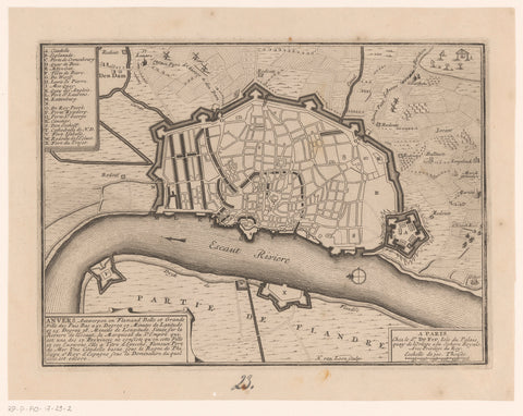 Map of Antwerp, Harmanus van Loon, 1690 - 1695 Canvas Print