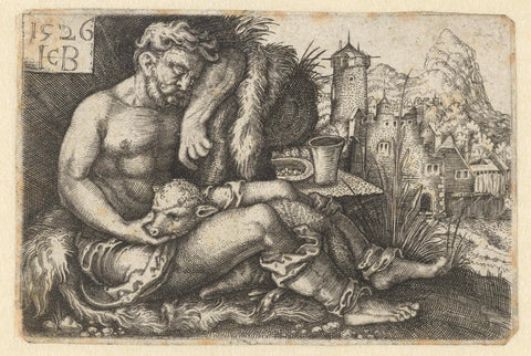 Shepherd with a Sheep, Jacob Binck, 1526 Canvas Print