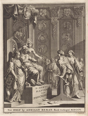 Allegory on the judicial process, Jan van Vianen, 1705 Canvas Print