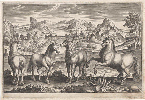 Horses, Adriaen Collaert, 1595 - 1652 Canvas Print