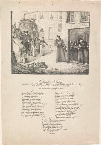 Cartoon on the departure of priest pupils from St. Acheul, 1825, unknown, 1825 Canvas Print