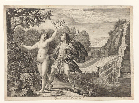 Apollo pursues Daphne, Crispijn van de Passe (I), c. 1636 - 1670 Canvas Print