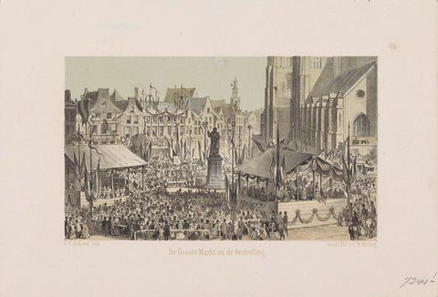 Grote Markt after the unveiling of the statue of Laurens Coster, 1856, Carel Christiaan Antony Last, 1856 Canvas Print