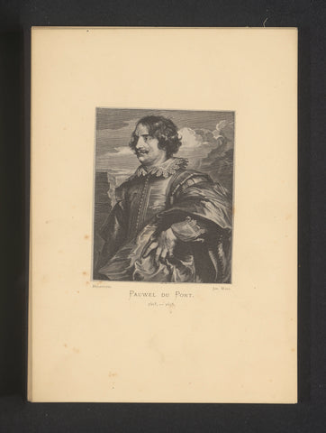 Reproduction of an engraving of a portrait of Paulus Pontius by Paulus Pontius, Joseph Maes, c. 1872 - in or before 1877 Canvas Print