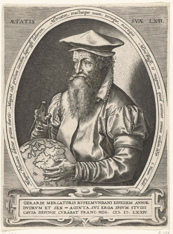 Portrait of Gerardus Mercator, Hendrick Goltzius (attributed to), 1574 Canvas Print