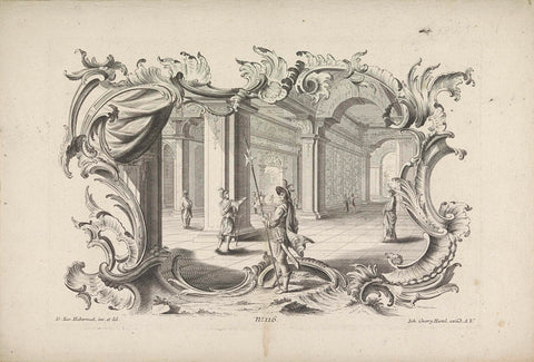 Interior in cartouche, anonymous, 1750 Canvas Print