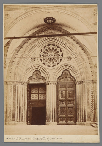 Gate of the crypt of the Basilica of St. Francis in Assisi, C. Polozzi, 1851 - 1900 Canvas Print