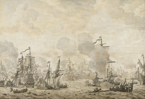 Episode from the Battle between the Dutch and Swedish Fleets in the Sound, 8 November 1658, Willem van de Velde (I), 1658 - 1693 Canvas Print