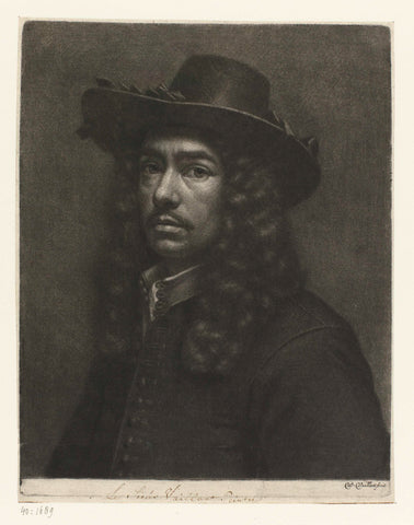 Self-portrait of Wallerant Vaillant with a hat, Wallerant Vaillant, 1668 - 1677 Canvas Print