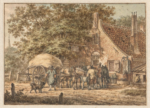 Stop for an inn in summer time, Jacob Cats (1741-1799), 1781 Canvas Print