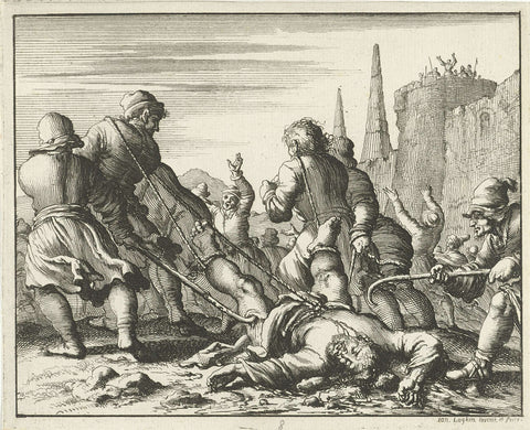 Marcus dragged to the stake, Jan Luyken, 1685 Canvas Print