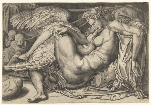 Leda and the Swan, Cornelis Bos, c. 1544 - c. 1600 Canvas Print